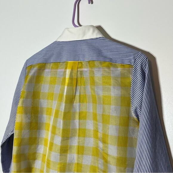 Harvey Faircloth Blue Striped Shirt with Yellow Back Size 4 EUC - Picture 8 of 9